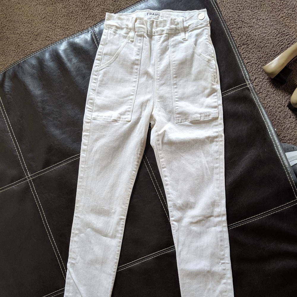 Frame Denim High Rise White Jeans